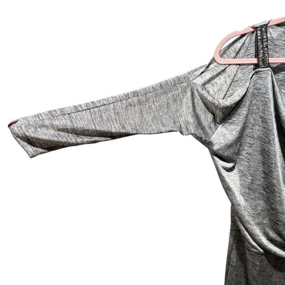 NWT WHBM Marled Gray Cold Shoulder Dolman Blouson Dress gray beaded Small - Picture 7 of 12